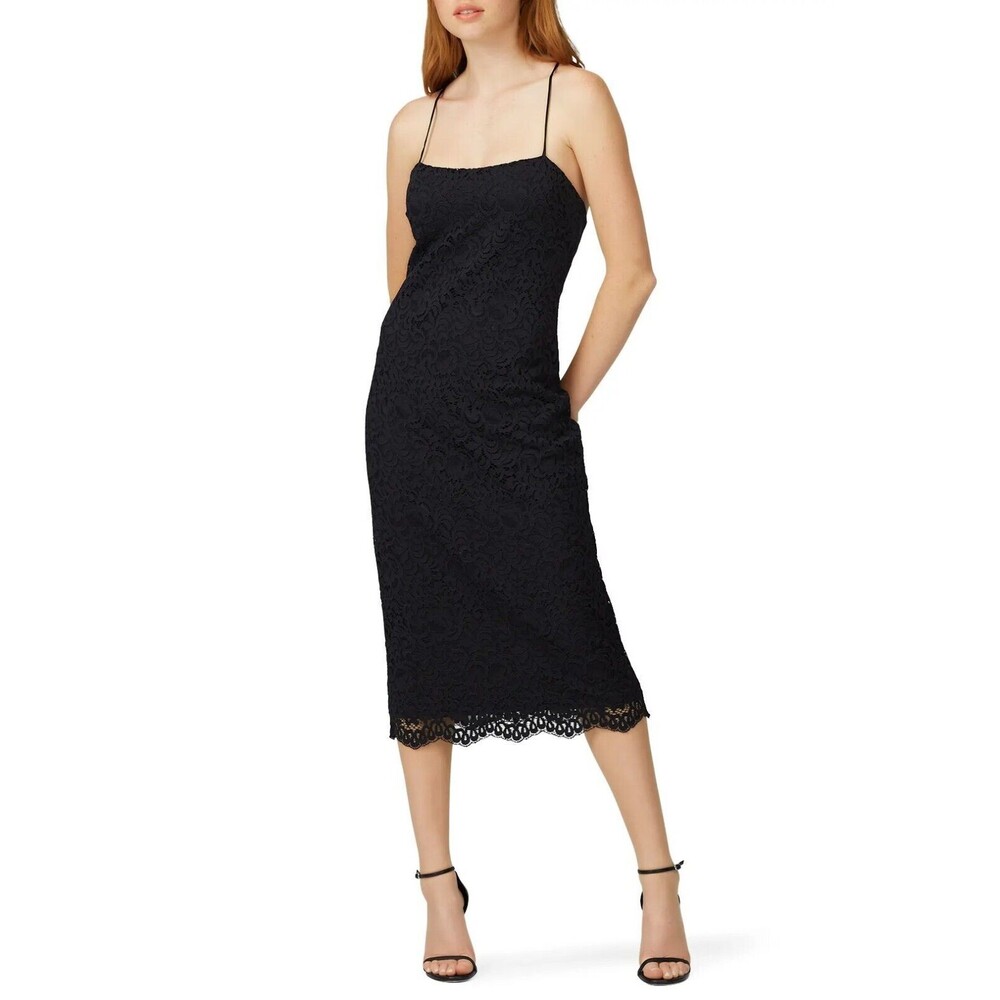 Fifteen Twenty Lace Midi Dress XS Bodycon Pencil Sheath Black Cocktail NEW B19